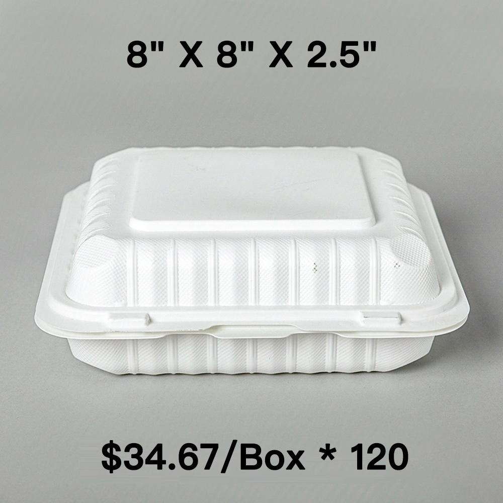 团购1箱 正方形白色塑料三格环保餐盒8 X 8 X 2 5 150 箱 Ez100在线餐饮供应平台