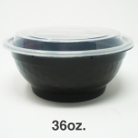 FH 36 oz. Round Black Plastic Deli Container With Clear Dome Lid - 150/Case