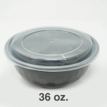 SD 36 oz. Round Black Plastic Food Container Set (036) - 150/Case