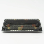 001-B 长方形黑色塑料寿司盘底 (非套装) 8 3/4" X 3 3/4" X 7/8" - 1400个/箱