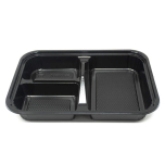 303 长方形黑色塑料便当盒套装 9 1/8" X 6 3/8" X 1 3/8" - 270套/箱