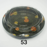 53 Round Flower Pattern Plastic Party Tray Set 9 1/2" X 7/8" - 150/Case