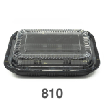 810 Rectangular Black Plastic Lunch Box Set 7 1/4" X 5 1/8" X 1 3/8" - 500/Case