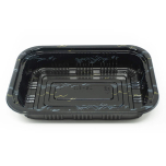 810 Rectangular Black Plastic Lunch Box Set 7 1/4" X 5 1/8" X 1 3/8" - 500/Case