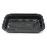 815 长方形黑色塑料餐盒套装 8" X 5 1/8" X 1 3/8" - 450套/箱