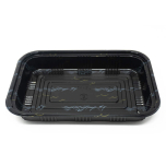 820 长方形黑色塑料餐盒套装 8 3/8" X 5 3/4" X 1 3/8" - 400套/箱