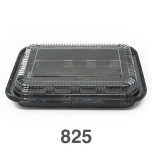 825 Rectangular Black Plastic Lunch Box Set 9 1/8" X 6 3/8" X 1 3/8" - 300/Case