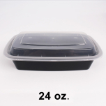 HT 24 oz. Rectangular Black Plastic Container Set (7038) - 150/Case