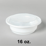 AHD Round White Plastic Container Set 16 oz. (718) - 150/Case