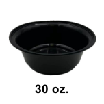 AHD 30 oz. 圆形黑色塑料餐盒底 8320 (非套装) - 200/箱