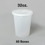 [团购60箱] 32 oz. 圆形透明塑料汤盒套装 - 240套/箱