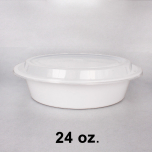 24 oz. Round White Plastic Container Set (723) - 150/Case