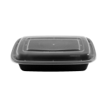 HT 24 oz. 长方形黑色塑料餐盒套装 (7038) - 150套/箱