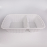 HT 30 oz. Rectangular White Plastic 2 Comp. Container Set (8288) - 150/Case