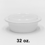 圆形白色塑料餐盒套装 32 oz. (729) - 150套/箱
