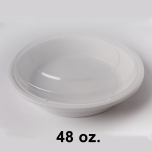 Round White Plastic Container Set 48 oz. (948) - 150/Case