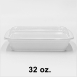 RT Rectangular White Plastic Container Set 32 oz. (878) - 150/Case