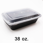 长方形黑色塑料餐盒套装 38 oz. (888) - 150套/箱