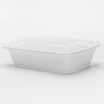 Rectangular White Plastic Container Set 38 oz. (888) - 150/Case