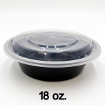 HT 18 oz. 圆形黑色塑料餐盒套装 (018)- 150套/箱