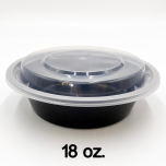 Round Black Plastic Container Set 18 oz. (618/018) - 150/Case