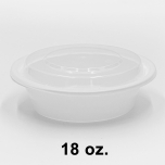 HT 18 oz. 圆形白色塑料餐盒套装 (018) - 150套/箱