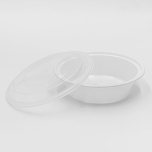 HT 18 oz. Round White Plastic Container Set (018) - 150/Case