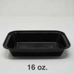 SR 16 oz. Rectangular Black Plastic Container Set (8168) - 150/Case