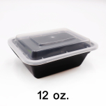 SR 12 oz. 长方形黑色塑料餐盒套装 (818) - 150套/箱