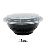 HT 48 oz. Round Black Plastic Container Set (848) - 150/Case