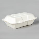 AHD 205 Rectangular White Compostable Hinged Container 9" X 6" - 200/Case