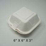 AHD 6" X 6" X 3" Square White Compostable Hinged Container - 500/Case