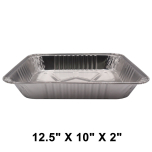 WS Half Size Heavy Duty 12.5" X 10" X 2" Rectangular Aluminum Foil Steam Table Pan Medium (Not Combo) - 100/Case