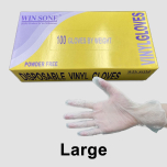 WS Large Clear Vinyl Glove - 1000/Case