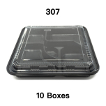 [Bulk 10 Cases] 307 Square Black Plastic Bento Box Set 10 5/8" X 10 5/8" X 1 1/2" - 100/Case
