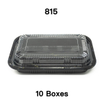 [团购10箱] 815 长方形黑色塑料餐盒套装 8" X 5 1/8" X 1 3/8" - 450套/箱