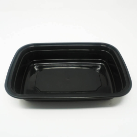 优质 32 oz. 长方形黑色塑料餐盒套装 (132) - 150套/箱