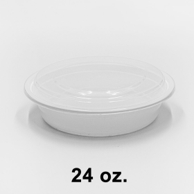 SD 24oz. 圆形白色塑料餐盒套装 (723) - 150套/箱
