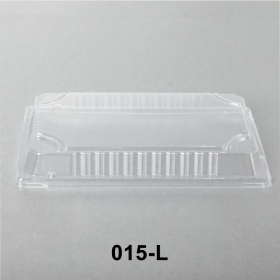 015-L Rectangular Clear Plastic Sushi Tray Container Lid 8 1/2" X 5 3/8" X 1 1/8" - 1000/Case