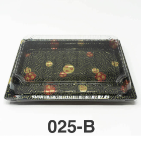 025-B Rectangular Black Plastic Sushi Tray Container Base (Not Combo) 10 1/4