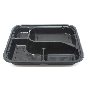 305-02 长方形黑色塑料便当盒套装 #02 9 3/8