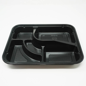 306 Rectangular Black Plastic Bento Box Set 10 1/2