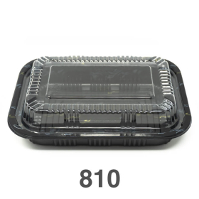810 长方形黑色塑料餐盒套装 7 1/4" X 5 1/8" X 1 3/8" - 500套/箱