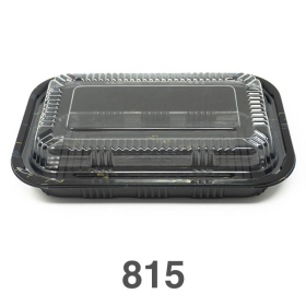815 Rectangular Black Plastic Lunch Box Set 8" X 5 1/8" X 1 3/8" - 450/Case