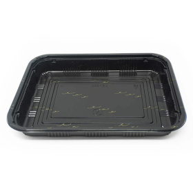 830 Rectangular Black Plastic Lunch Box Set 10 1/2