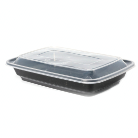 AHD Rectangular Black Plastic Container Set 28 oz. (006) - 150/Case