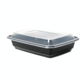 AHD 长方形黑色塑料餐盒套装 16 oz. (038) - 150套/箱