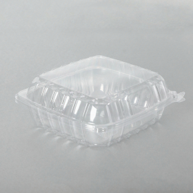 Dart 46 oz. Square Clear Plastic 1-Compartment Hinged Food Container (C90PST1) - 250/Case