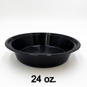 24 oz. Round Black Plastic Container Set (723) - 150/Case
