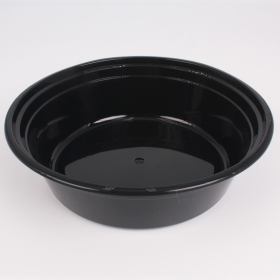 圆形黑色塑料餐盒套装 32 oz. (729) - 150套/箱